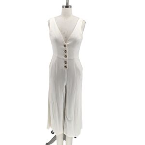 Lady Alako Wide Leg Cropped Jumpsuit White M preppy minimalist summer nautical